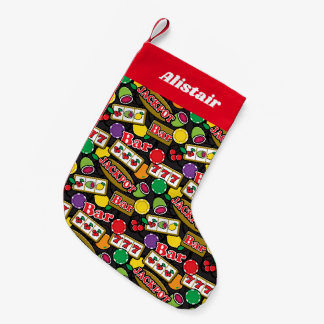 Las Vegas Casino Gambler and Poker Patterned Small Christmas Stocking