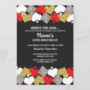 Las Vegas Casino Night Birthday Party Invitation