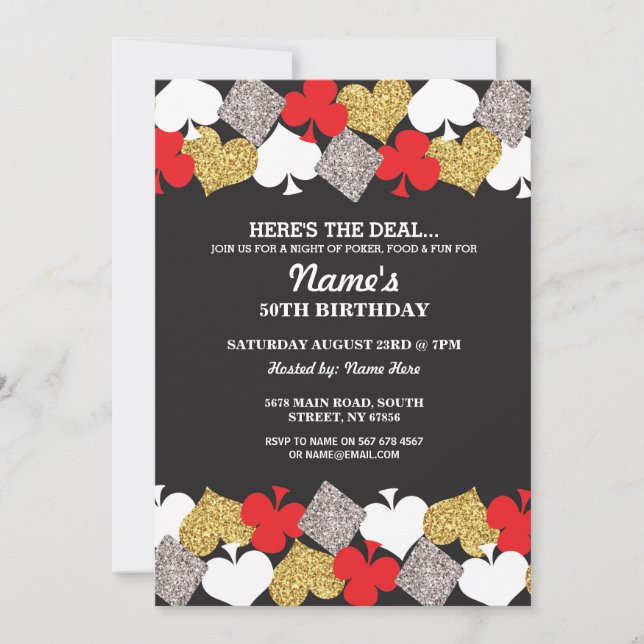 Las Vegas Casino Nuit Anniversaire Fête Invitation (Devant)