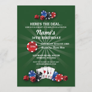 Las Vegas Casino Nuit Anniversaire Fête Invitation