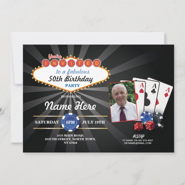 Las Vegas Casino Photo Anniversaire Invitation Par (Devant)