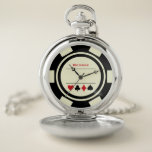 Las Vegas Casino Poker Chip Black Ivory Pocket Watch<br><div class="desc">This ivory white and black poker chip style watch would make a fantastic gift for yourself or for the casino loving person in your life. Personalize the design with a name.</div>