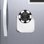 Las Vegas Casino Poker Chip Wedding Favour Magnet<br><div class="desc">Poker chip wedding stationery is a unique and creative way to add a touch of fun to your wedding invitations. These custom-made chip magnets can be used as save-the-date reminders or wedding favours that your guests can take home as a keepsake. They can be personalized with your names and wedding...</div>