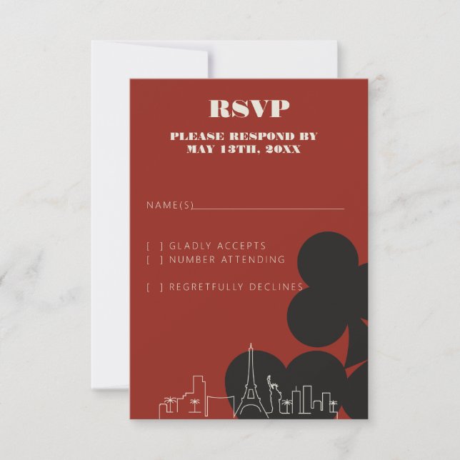 Las Vegas Casino Skyline Wedding Cartes RSVP (Devant)