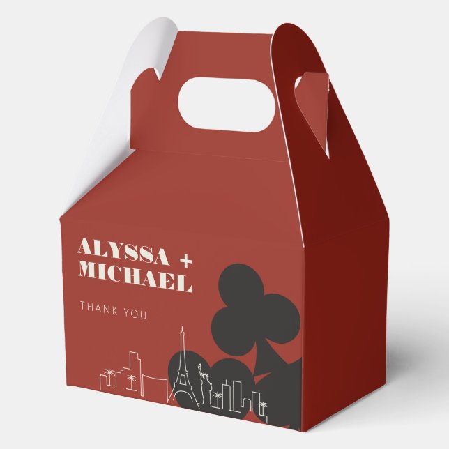 Las Vegas Casino Skyline Wedding Favor Box (Back)