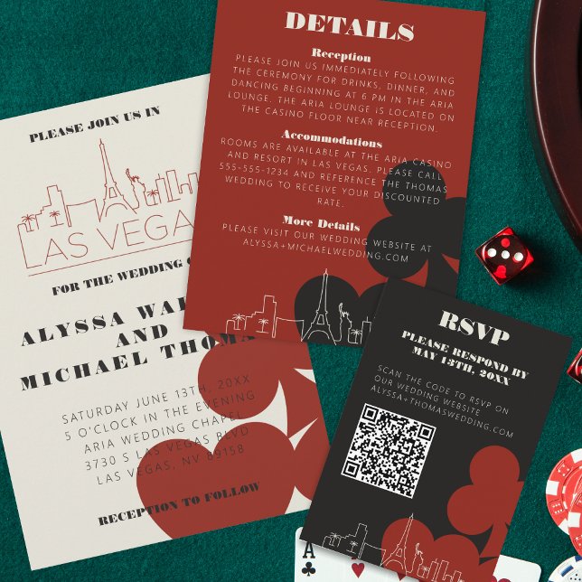 Las Vegas Casino Skyline Wedding RSVP QR Code Enclosure Card (Creator Uploaded)