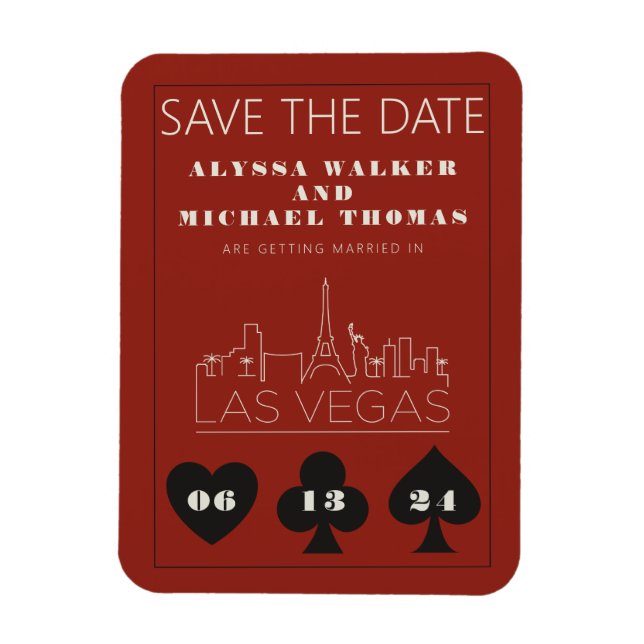 Las Vegas Casino Skyline Wedding Save The Date Magnet (Vertical)