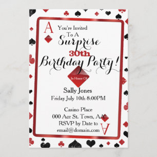 Las Vegas Casino Surprise Birthday Party Invitation