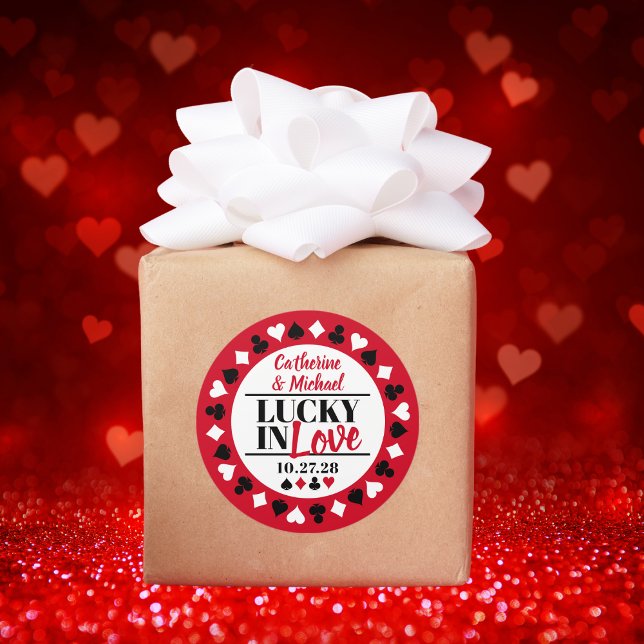 Las Vegas Casino Wedding Save The Date Classic Round Sticker (Creator Uploaded)