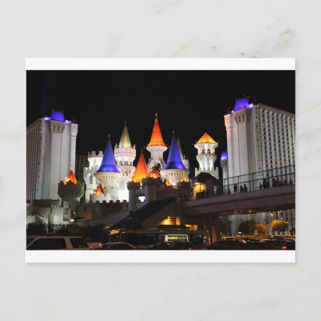 Las Vegas Castle Hotel Gaming Vegas City Colourful Postcard (Front)
