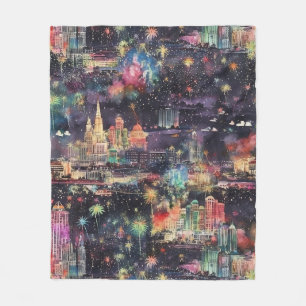 Las Vegas Christmas & New Year's in Watercolors Fleece Blanket