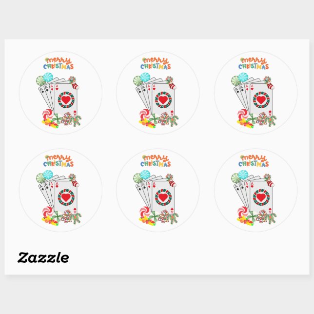 Las Vegas Christmas Poker Party Stickers (Sheet)