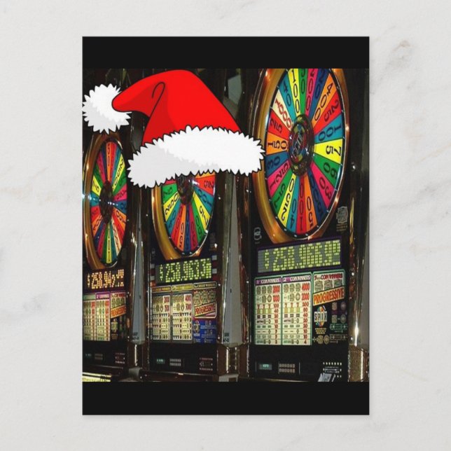 Las Vegas Christmas Slots Holiday Postcard (Front)