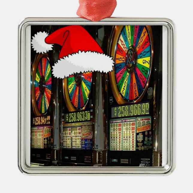 Las Vegas Christmas Slots Metal Ornament (Front)