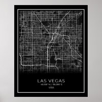 Las Vegas City Map - Las Vegas Black Map Poster
