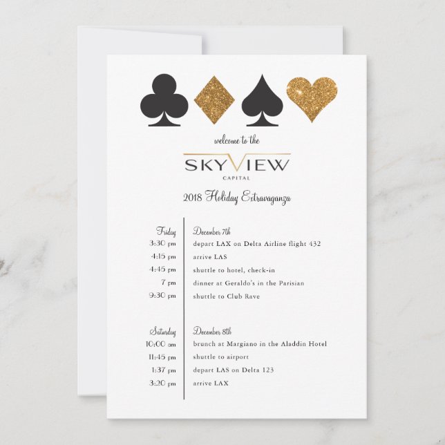 Las Vegas Corporate Event Timeline Gold Glitter Invitation (Front)