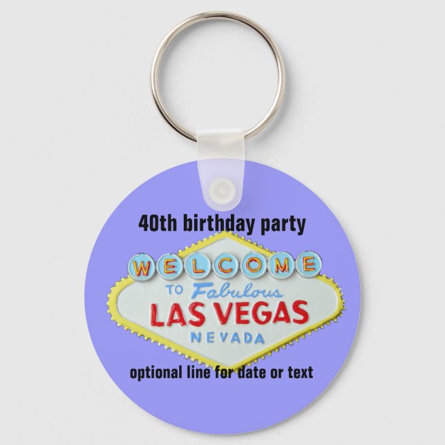 Las Vegas Custom Birthday Party 40th Keychain (Front)