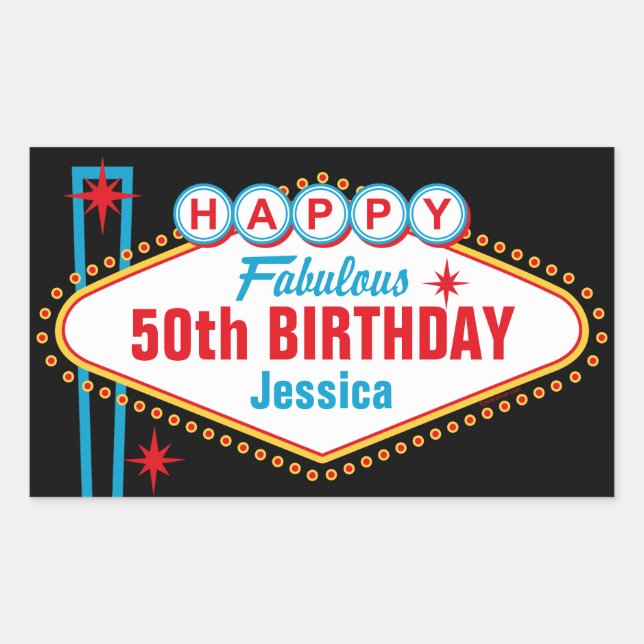 Las Vegas Custom Happy Birthday Sticker (Front)