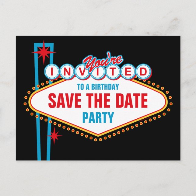 Las Vegas Custom Save The Date Announcement Postcard (Front)