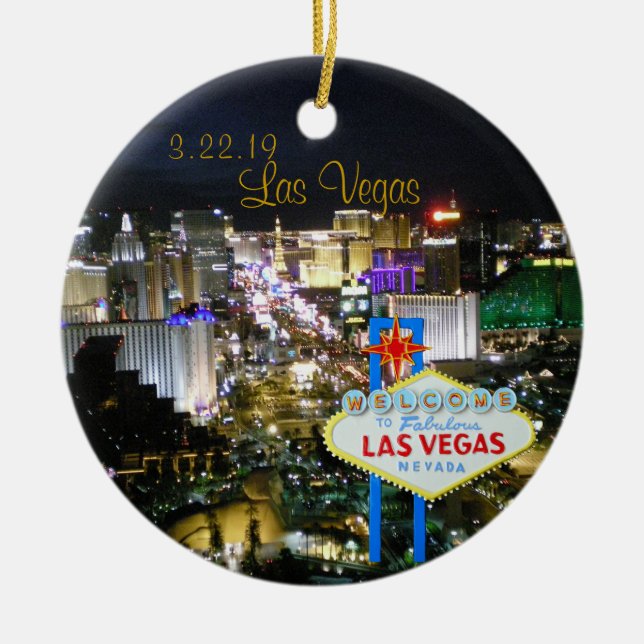 Las Vegas date personnalisée Ornement de vacances (Devant)
