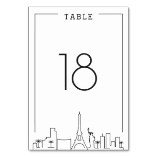 Las Vegas Deco Skyline Wedding Table Number