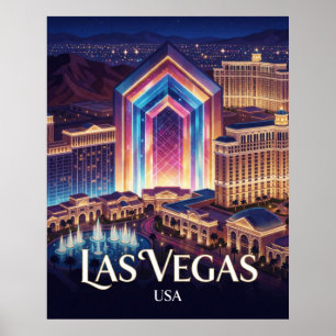 Las Vegas Desert Night Cityscape Poster