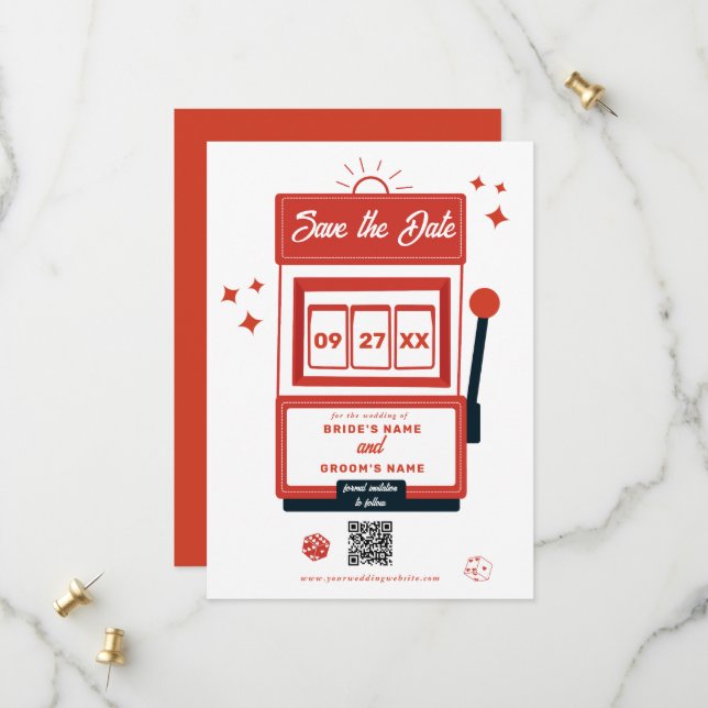 Las Vegas Destination Casino Slot Machine Wedding Save The Date (Front/Back In Situ)