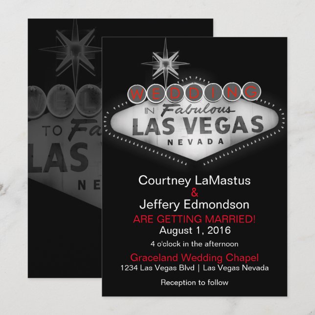 Las Vegas Destination Mariage Invitation (Devant / Derrière)