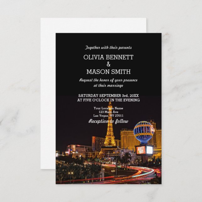 Las Vegas Destination Mariage Invitation (Devant / Derrière)