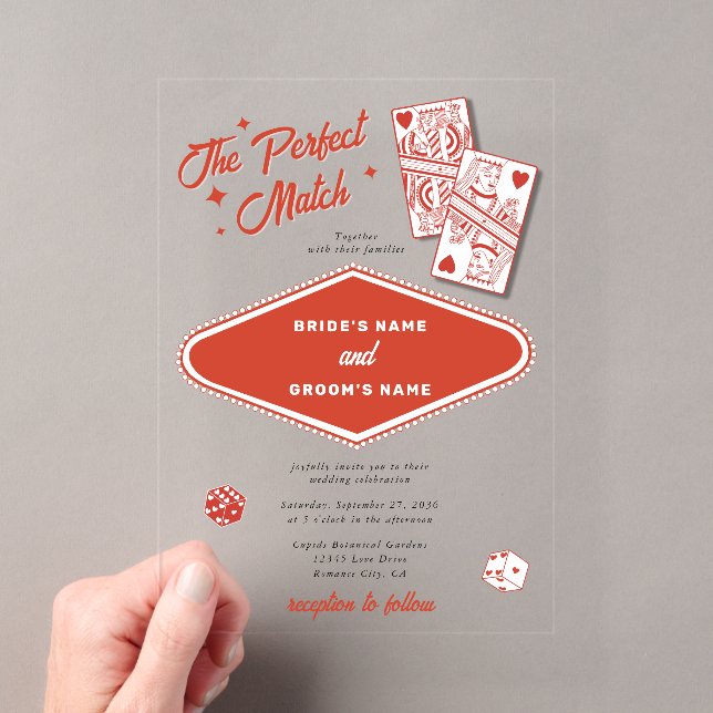 Las Vegas Destination Perfect Match Wedding Acrylic Invitations (Insitu (Handheld))