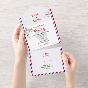 Las Vegas Destination Wedding Airmail All In One I All In One Invitation