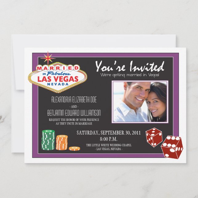Las Vegas Destination Wedding Invitation (purple) (Front)