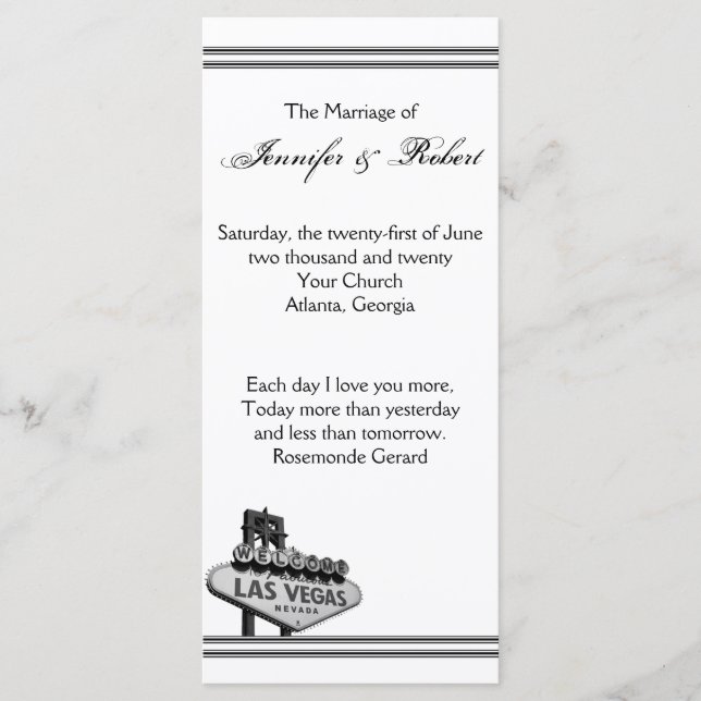 Las Vegas Destination Wedding Programme (Devant)