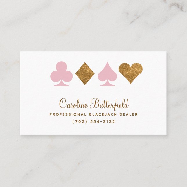 Las Vegas Destiny Gold and Pink Business Card (Front)