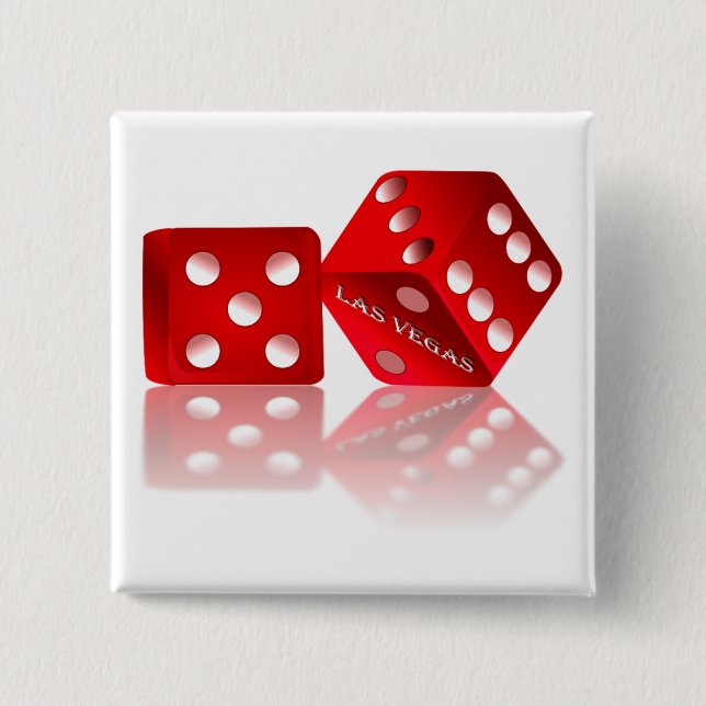 Las Vegas Dice 2 Inch Square Button (Front)