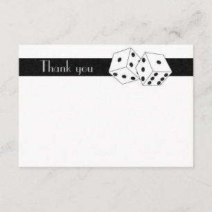 Las Vegas Dice Theme Flat Thank You White & Black Card
