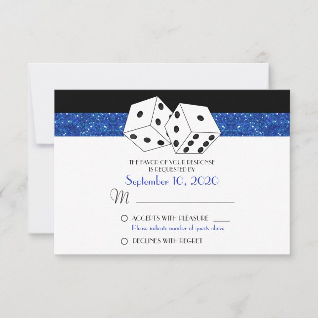 Las Vegas Dice Thème RSVP Royal Blue Faux Parties  (Devant)