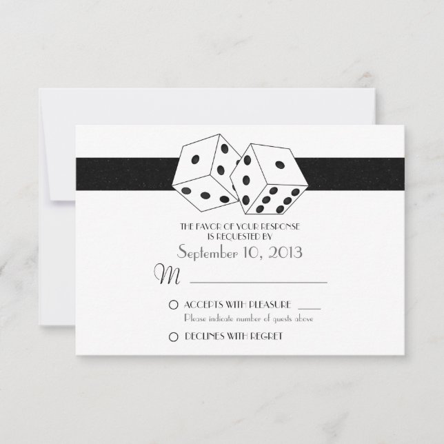 Las Vegas Dice Theme RSVP White and Black (Front)