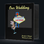 Las Vegas Eloped Binder<br><div class="desc">A photo album for couples who elope to Las Vegas to get married. This wedding album or memory book has a design combining a personalized marriage anouncement on the famous welcome sign on The Strip with fun retro style showgirl art.</div>