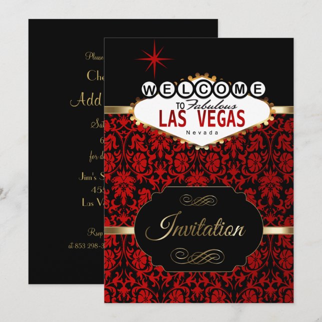 Las Vegas en damas rouge | Invitation à une soirée (Devant / Derrière)