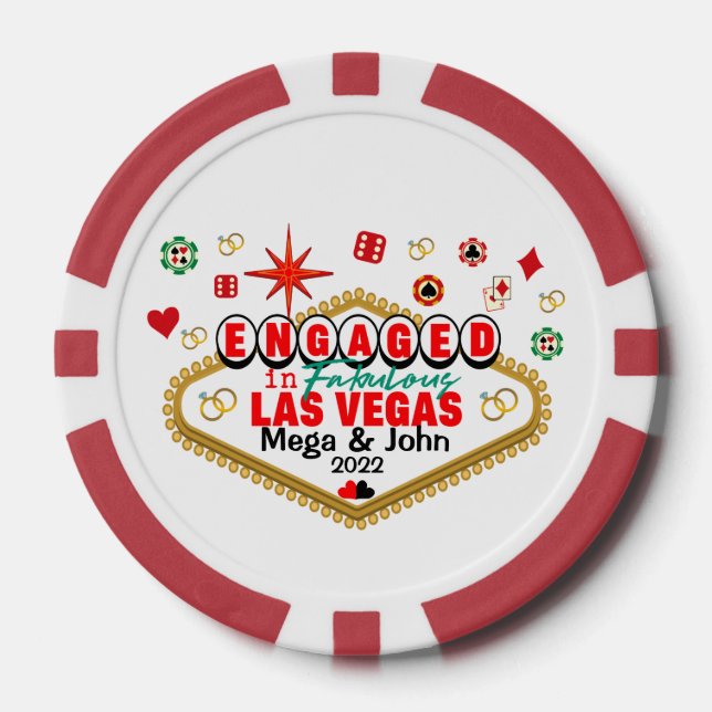 Las Vegas Engaged Celebration Couple Matching T-Sh Poker Chips (Front)