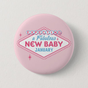 Las Vegas Expecting Custom Month 2 Inch Round Button