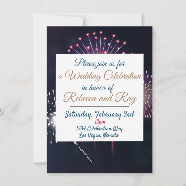 Las Vegas Fireworks Wedding Celebration Invitation (Front)