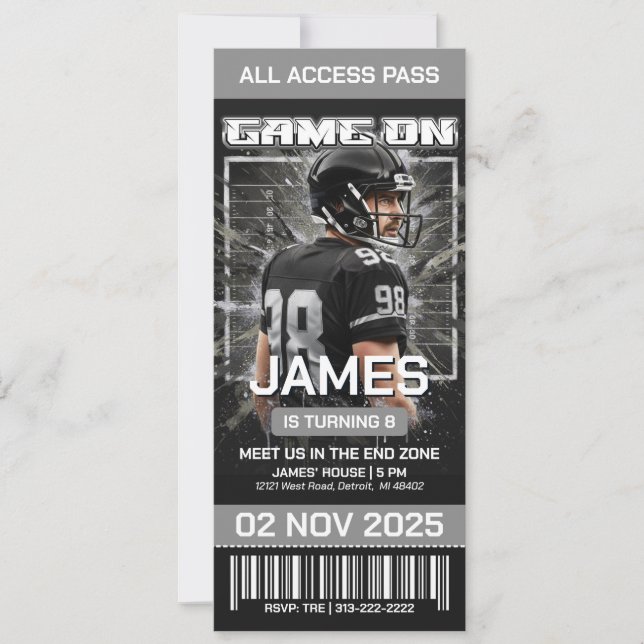 Las Vegas Football Ticket Birthday Invitation (Devant)