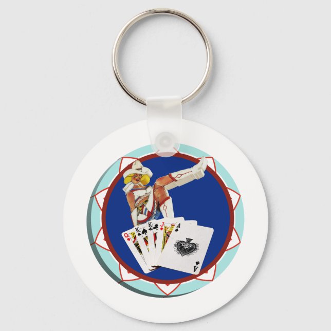 Las Vegas Gal Poker Chip Keychain (Front)
