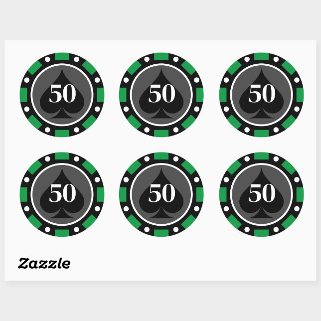 Las Vegas gambling casino poker chip stickers (Sheet)