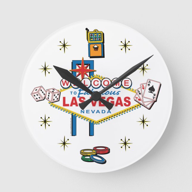 Las Vegas Gambling Icom Round Clock (Front)
