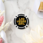 Las Vegas Girl Poker Chips<br><div class="desc">* Crap table background with neon Lights 'Las Vegas Girl' - a real Gamblers Delight ! * Nice as a parting gift, wedding reception gifts or Las Vegas personalized Wedding gift for your wedding crew. * Poker chips have nine colour options. * Change the background colour (black) to a colour...</div>