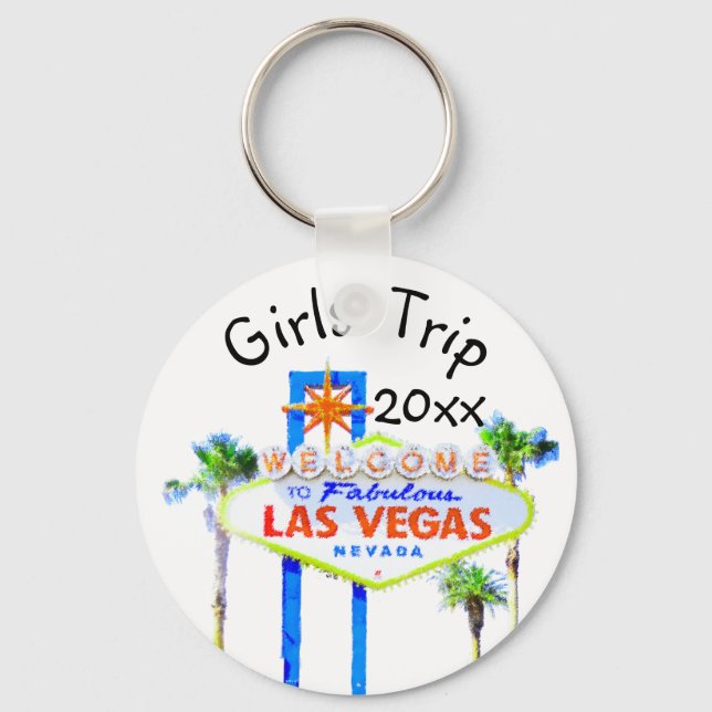Las Vegas Girls NIght Out Trip Button Keychain (Front)