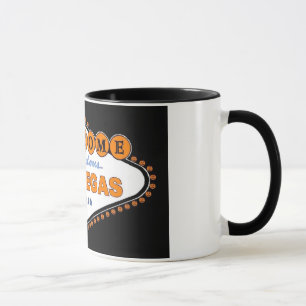 Las Vegas Halloween Ringer Mug with little pumpkin
